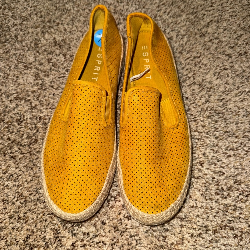 Esprit Yellow Perforated Slip-On Shoes